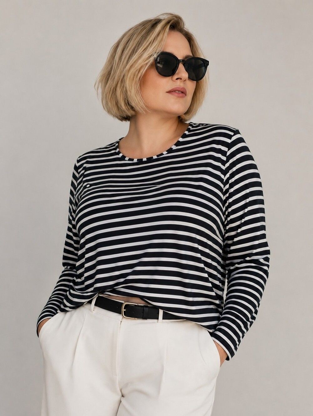 Lands'End Women's Size 2X Stripes Nautical Blouse Coastal Top